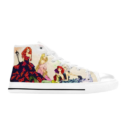 Brave Elsa Ariel Rapunzel Princess Merida Custom High Top Sneakers Shoes