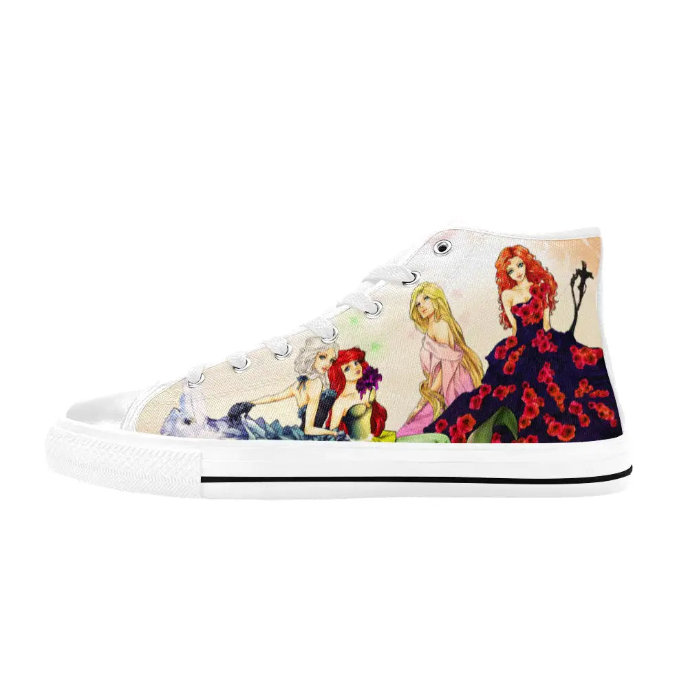 Brave Elsa Ariel Rapunzel Princess Merida Custom High Top Sneakers Shoes