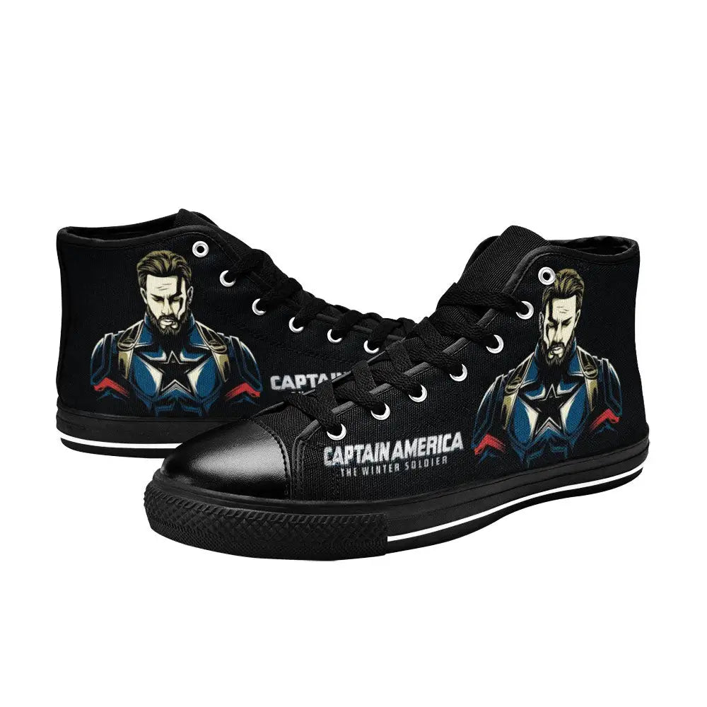 Captain America Winter Soldier Shoes High Top Sneakers for Kids and Adults