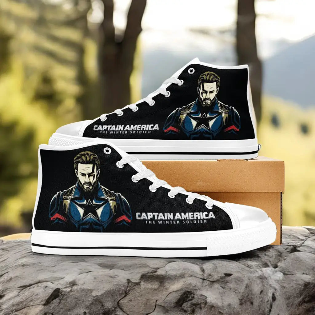 Captain America Winter Soldier Shoes High Top Sneakers for Kids and Adults