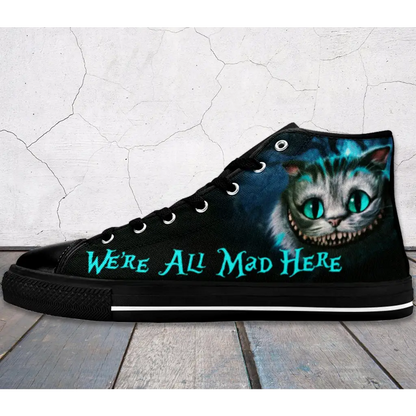 Cheshire Cat shoes, Alice in Wonderland Shoes High Top Sneakers