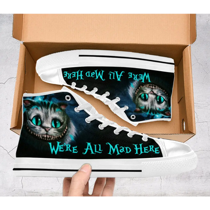 Cheshire Cat shoes, Alice in Wonderland Shoes High Top Sneakers