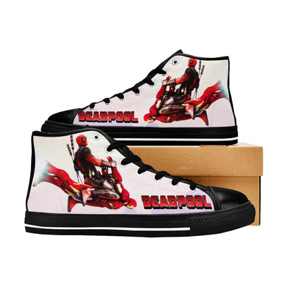 Deadpool Flying on Iron man Custom High Top Sneakers Shoes