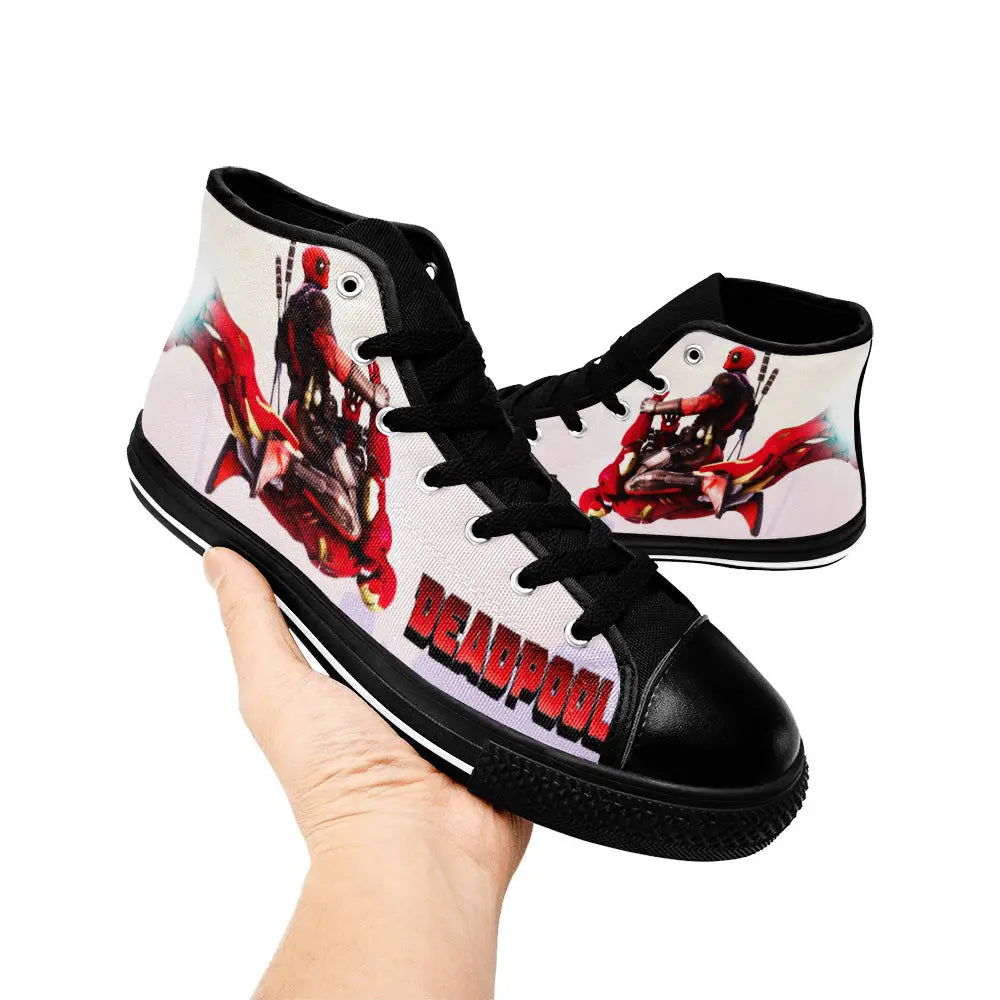 Deadpool Flying on Iron man Custom High Top Sneakers Shoes