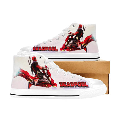 Deadpool Flying on Iron man Custom High Top Sneakers Shoes