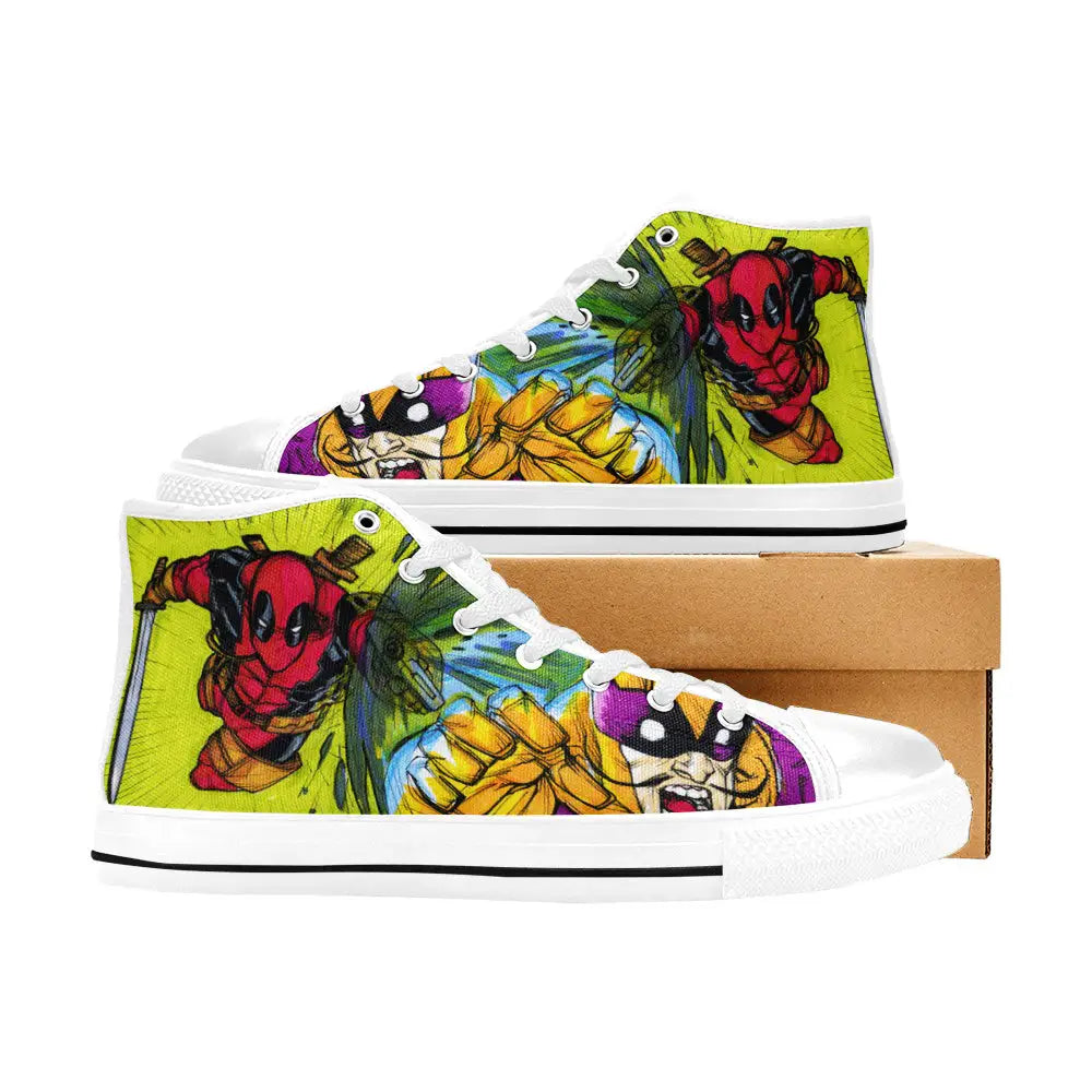 Deadpool VS Batroc Superhero Marvel Comics Custom High Top Sneakers Shoes