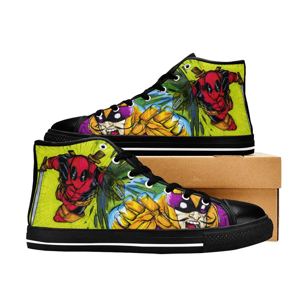 Deadpool VS Batroc Superhero Marvel Comics Custom High Top Sneakers Shoes