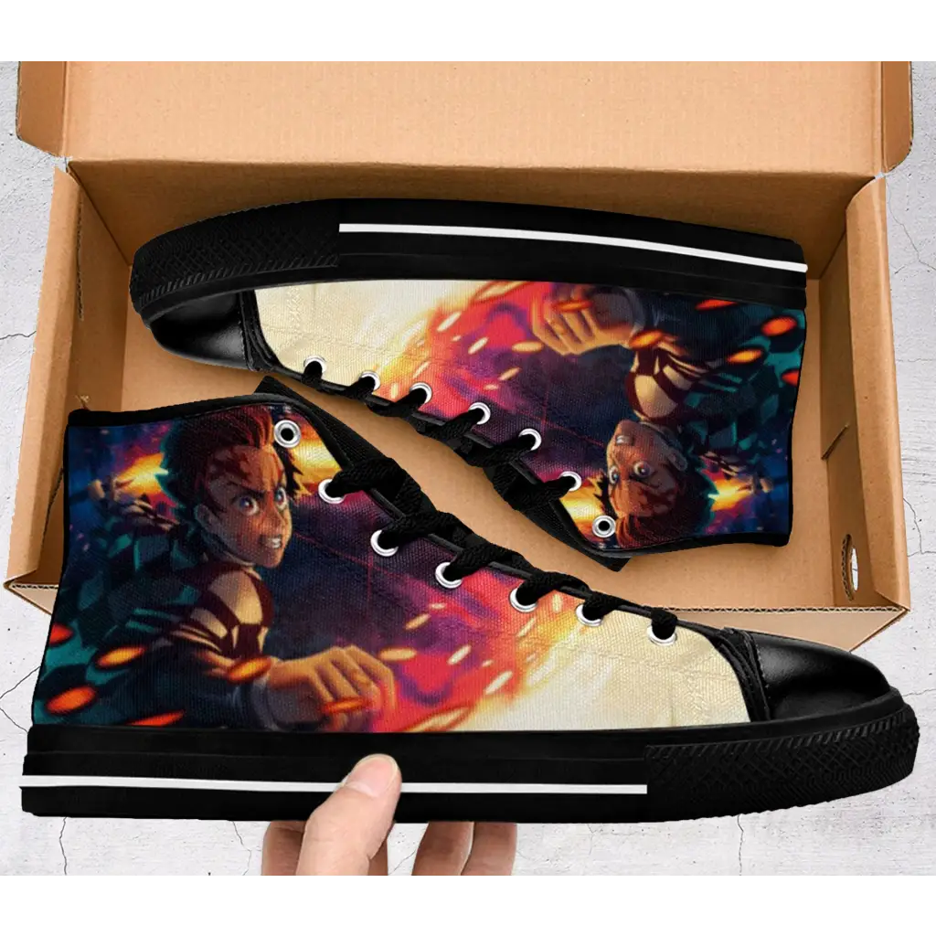 Demon Slayer Kimetsu no Yaiba Sun breath Kagura Shoes High Top Sneakers