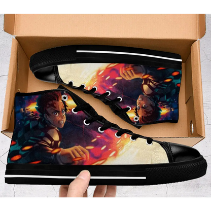 Demon Slayer Kimetsu no Yaiba Sun breath Kagura Shoes High Top Sneakers