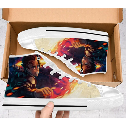 Demon Slayer Kimetsu no Yaiba Sun breath Kagura Shoes High Top Sneakers