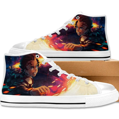 Demon Slayer Kimetsu no Yaiba Sun breath Kagura Shoes High Top Sneakers