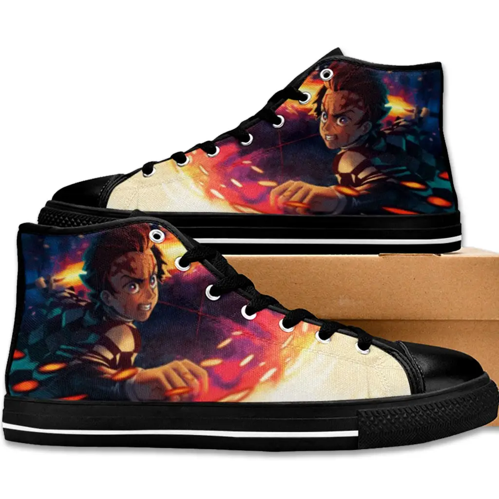 Demon Slayer Kimetsu no Yaiba Sun breath Kagura Shoes High Top Sneakers