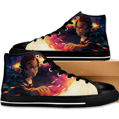 Demon Slayer Kimetsu no Yaiba Sun breath Kagura Shoes High Top Sneakers