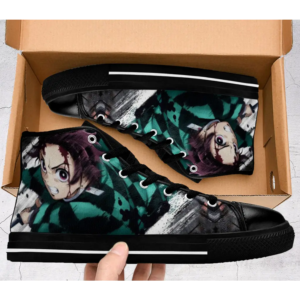 Demon Slayer Kimetsu no Yaiba Tanjiro Kamado Shoes High Top Sneakers