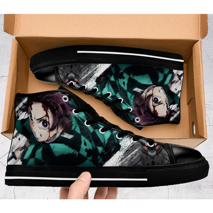 Demon Slayer Kimetsu no Yaiba Tanjiro Kamado Shoes High Top Sneakers