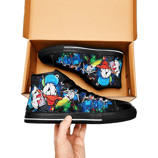 Donald Duck Graffiti Custom High Top Sneakers Shoes