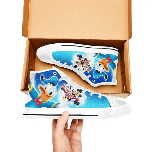Donald Duck Mickey and Minnie Mouse Custom High Top Sneakers Shoes