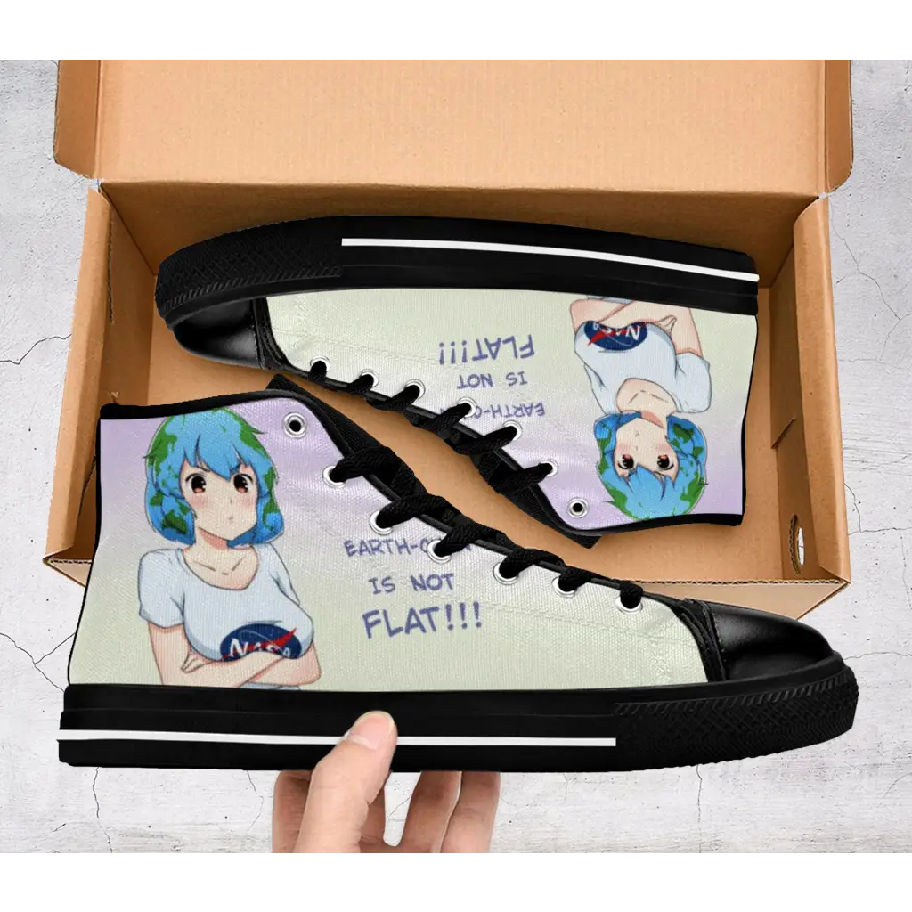 Earth Chan Anime Waifu Jokes Shoes High Top Sneakers