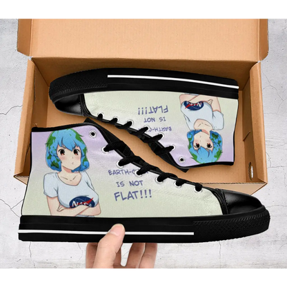 Earth Chan Anime Waifu Jokes Shoes High Top Sneakers