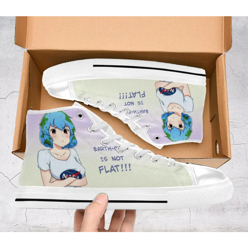 Earth Chan Anime Waifu Jokes Shoes High Top Sneakers