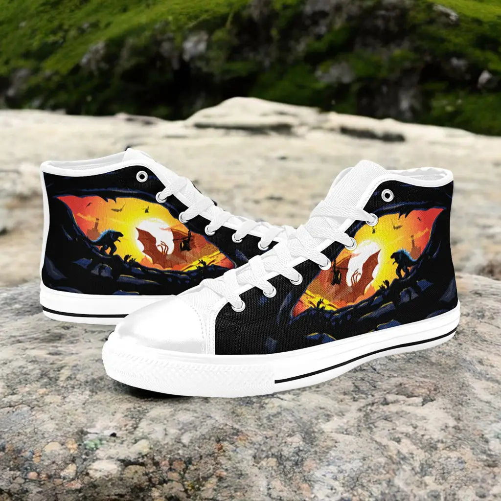 Godzilla and King Ghidorah Custom High Top Sneakers Shoes