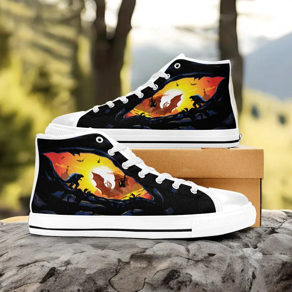 Godzilla and King Ghidorah Custom High Top Sneakers Shoes