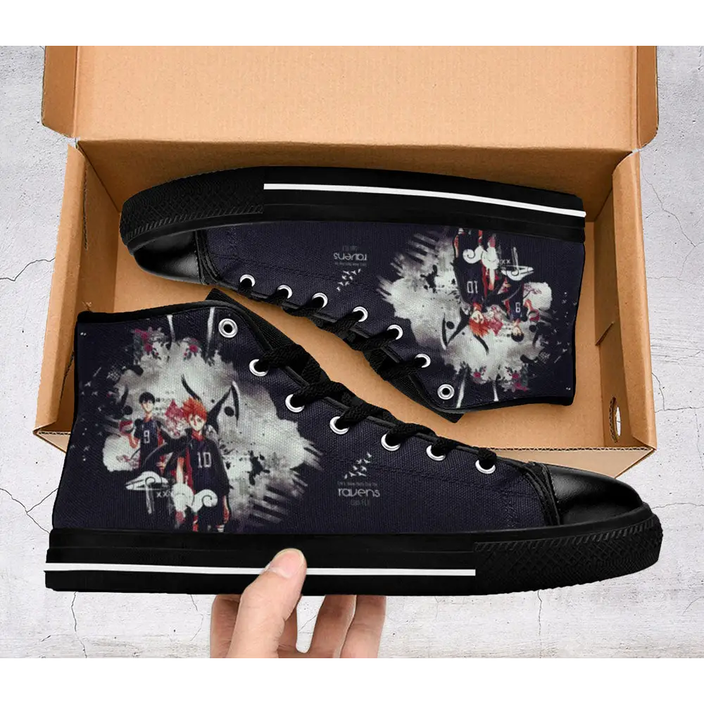 Haikyuu Hinata Fly High Raven Anime Shoes High Top Sneakers