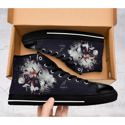 Haikyuu Hinata Fly High Raven Anime Shoes High Top Sneakers