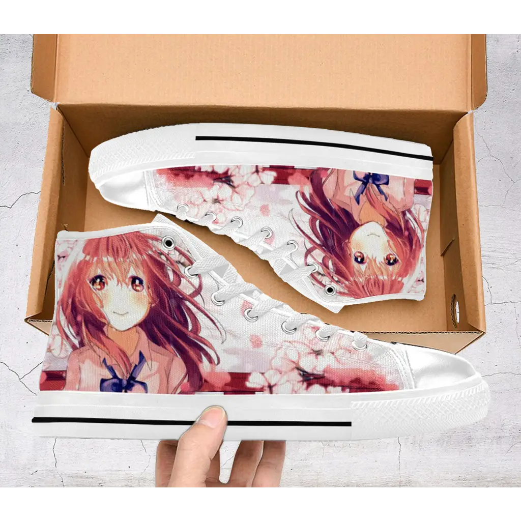 Koe No Katachi A Silent Voice Shouko Nishimiya Cherry Blossom Shoes High Top Sneakers