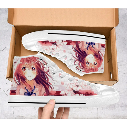 Koe No Katachi A Silent Voice Shouko Nishimiya Cherry Blossom Shoes High Top Sneakers