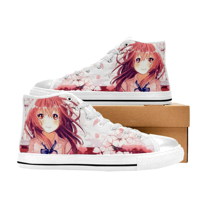 Koe No Katachi A Silent Voice Shouko Nishimiya Cherry Blossom Shoes High Top Sneakers