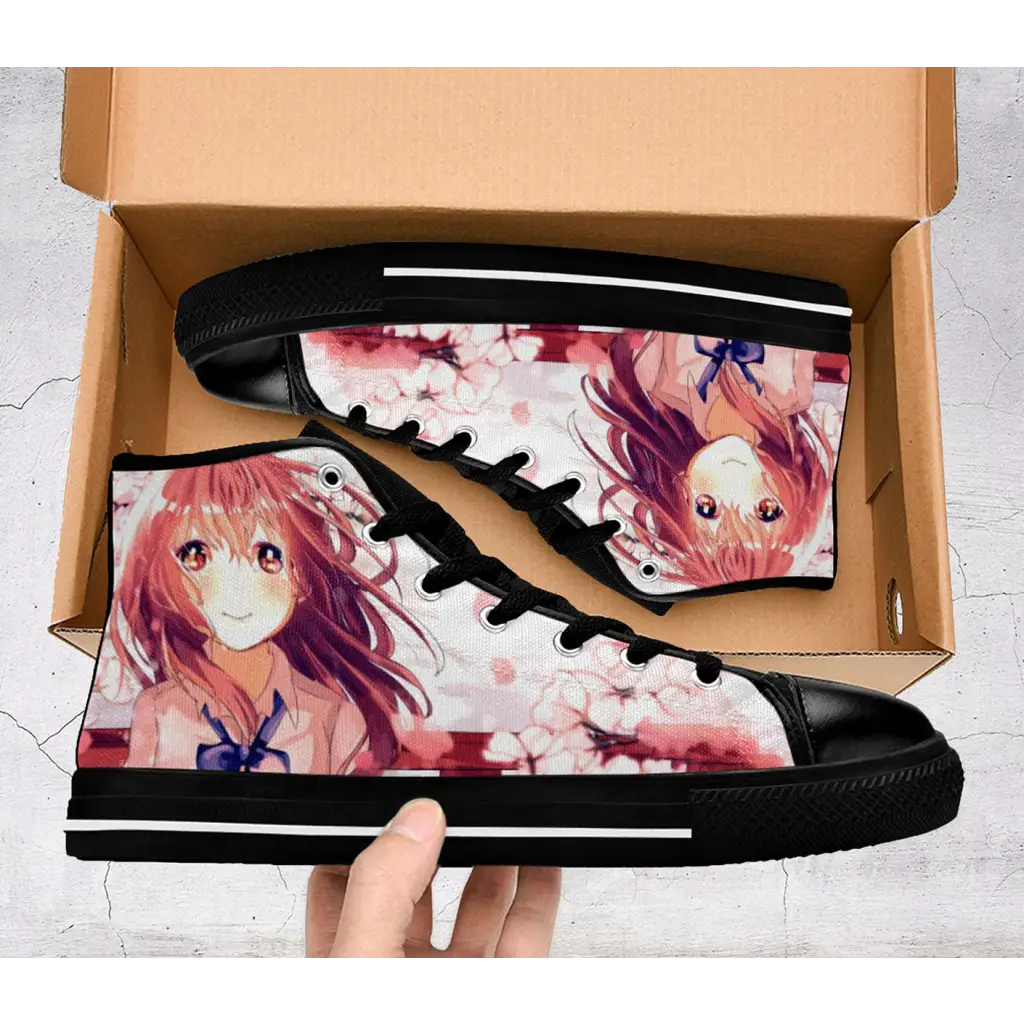 Koe No Katachi A Silent Voice Shouko Nishimiya Cherry Blossom Shoes High Top Sneakers