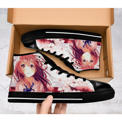 Koe No Katachi A Silent Voice Shouko Nishimiya Cherry Blossom Shoes High Top Sneakers