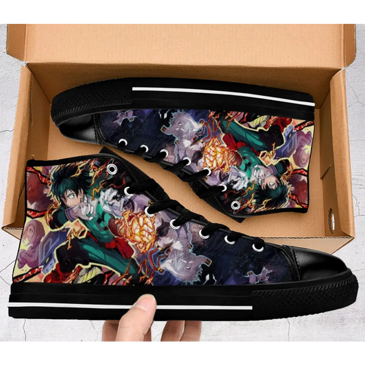 My Hero Academia Deku One For All Shoes High Top Sneakers for Kids and Adults