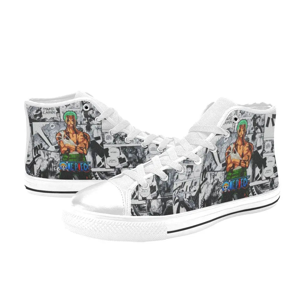 One Piece Straw Hat Pirates Mugiwara Crew Roronoa Zoro Shoes High Top Sneakers