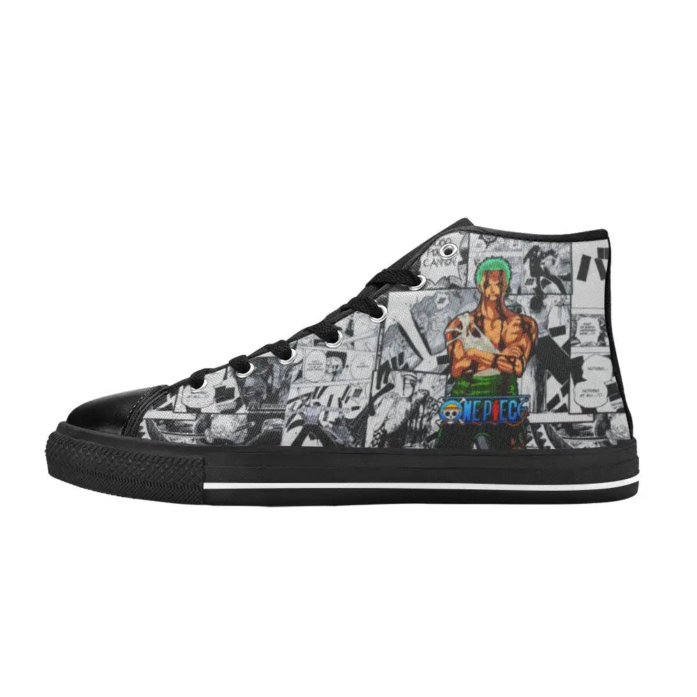 One Piece Straw Hat Pirates Mugiwara Crew Roronoa Zoro Shoes High Top Sneakers