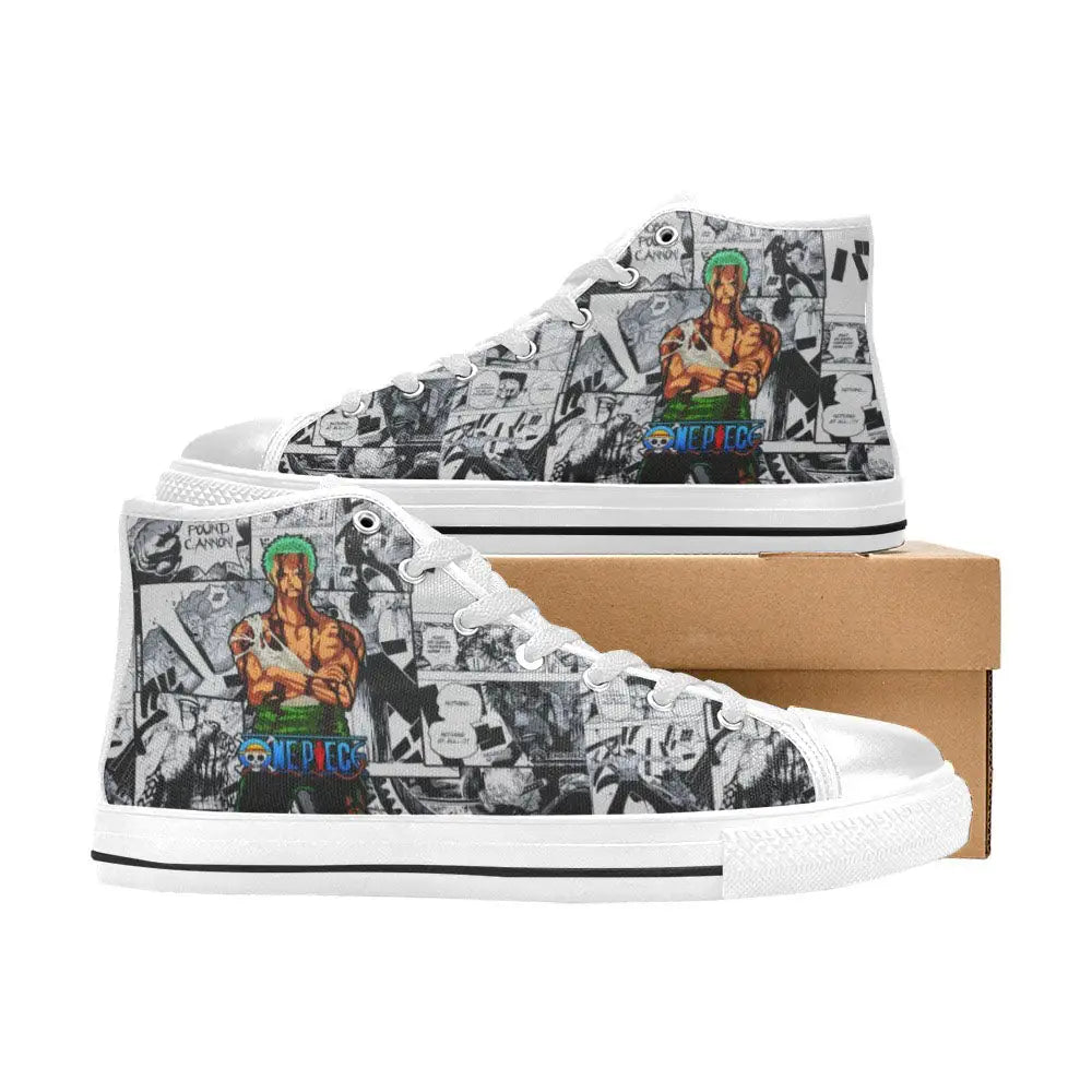 One Piece Straw Hat Pirates Mugiwara Crew Roronoa Zoro Shoes High Top Sneakers