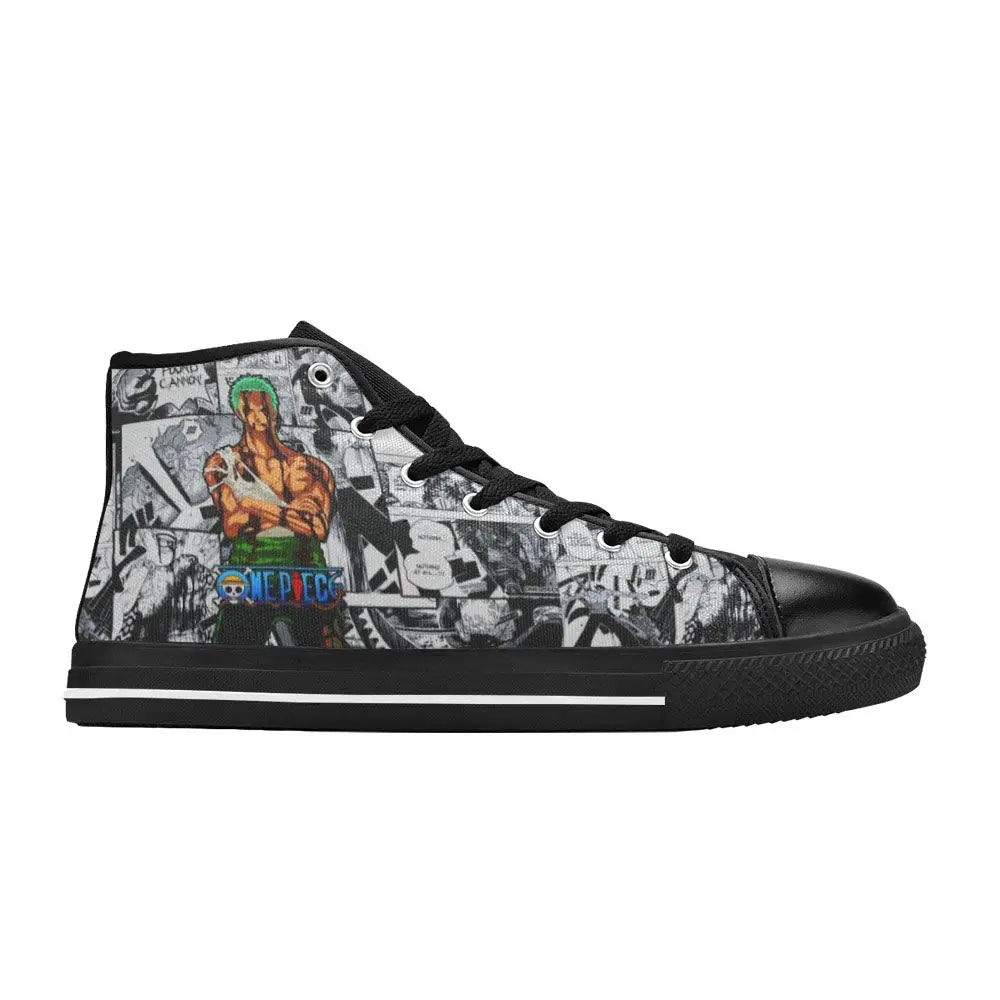 One Piece Straw Hat Pirates Mugiwara Crew Roronoa Zoro Shoes High Top Sneakers