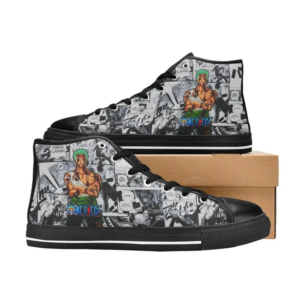 One Piece Straw Hat Pirates Mugiwara Crew Roronoa Zoro Shoes High Top Sneakers