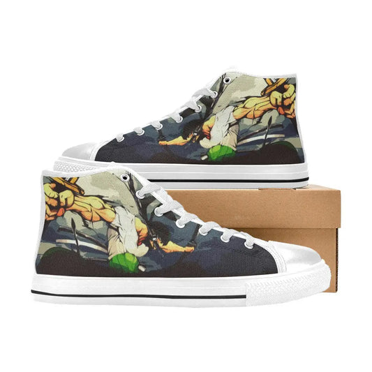 One Piece Straw Hat Pirates Mugiwara Crew Roronoa Zoro Shoes High Top Sneakers