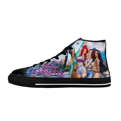 Pocahontas Belle Princesses Little Mermaid Jasmine Custom High Top Sneakers Shoes