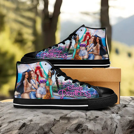 Pocahontas Belle Princesses Little Mermaid Jasmine Custom High Top Sneakers Shoes