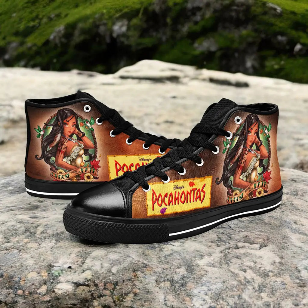 Pocahontas Native American Indian Princess Custom High Top Sneakers Shoes