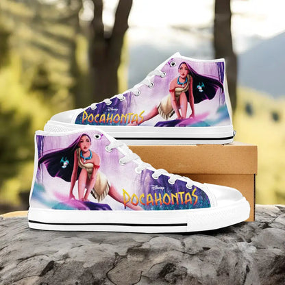 Pocahontas Native American Indian Princess Shoes High Top Sneakers for Kids and Adults