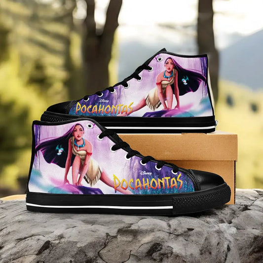 Pocahontas Native American Indian Princess Shoes High Top Sneakers for Kids and Adults