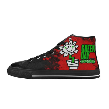 Popular Punk Rock Band Green Day Kerplunk Flower Shoes High Top Sneakers