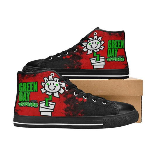 Popular Punk Rock Band Green Day Kerplunk Flower Shoes High Top Sneakers