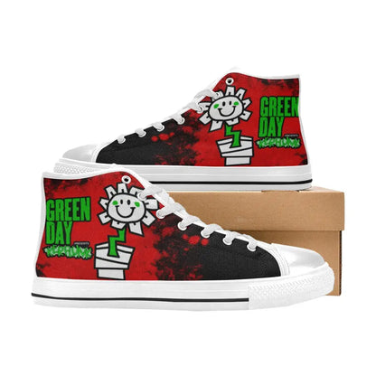 Popular Punk Rock Band Green Day Kerplunk Flower Shoes High Top Sneakers