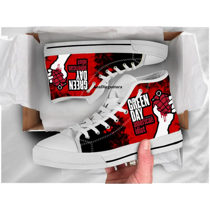 Popular Punk Rock Band Green Day Red Shoes High Top Sneakers