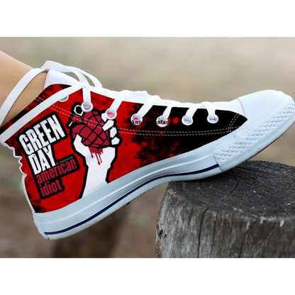 Popular Punk Rock Band Green Day Red Shoes High Top Sneakers